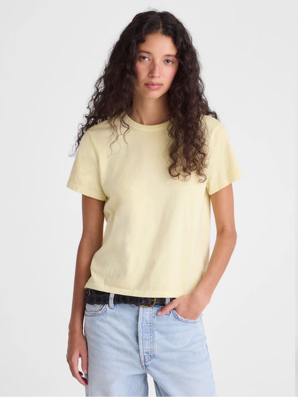 Madewell The Perfect Crewneck Tee In Allday Jersey - Candlelight